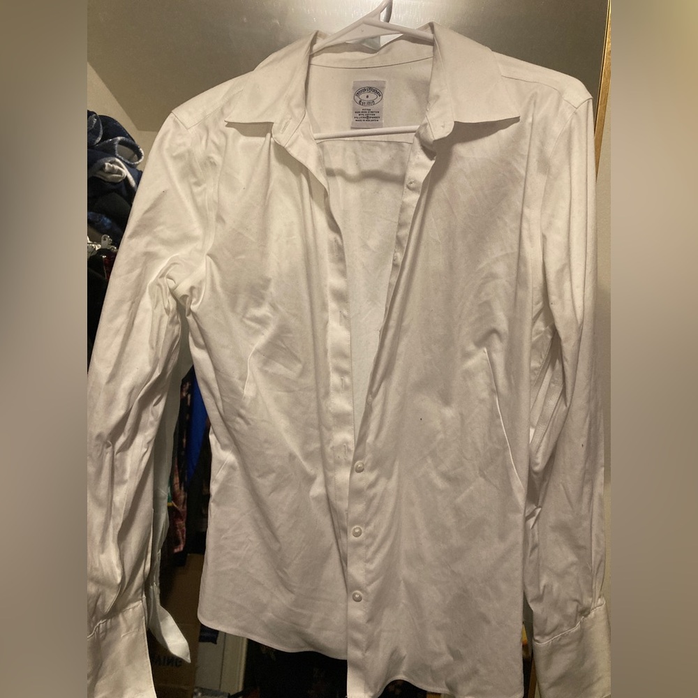 Brooks Brothers White French Cuff Shirt Womens Size 8